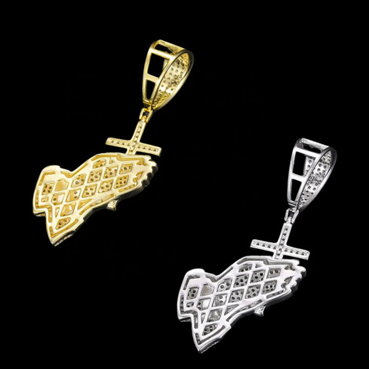 Hip Hop Jewelry Religious 925 Sterling Silver Bling Cross Pray Hand Pendant for NecklaceIced Out D Color Moissanite