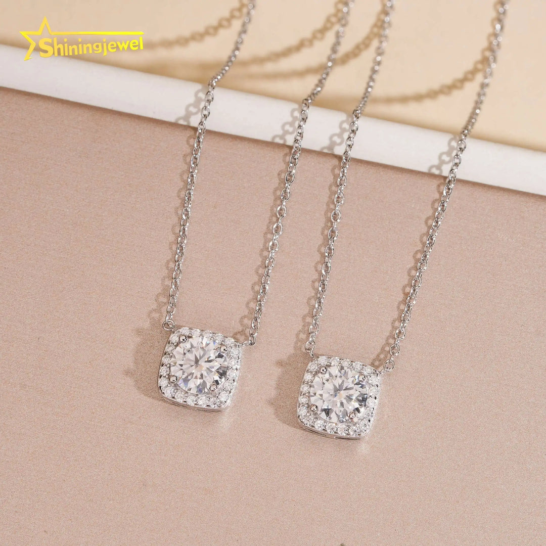 No Tarrifs USA Warehouse Ready to Ship Fine Jewelry Pass Diamond Tester 925 Silver 1CT Moissanite Pendant Women Necklace