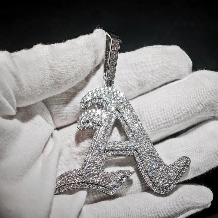Factory Direct Hip Hop GRA Bling VVS Moissanite 925 Sterling Silver Pass Diamond Tester Cluster Letter-A Pendant for Men Party