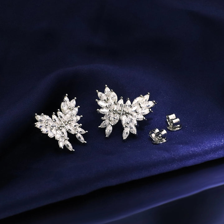 Tianyu SIlver Mossanite Stud Earrings Luxury Butterfly Design Marquise Cut Moissanite Thick Gold Plated 18K Earrings Studs