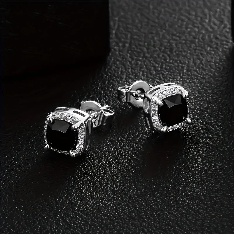 Black Diamond Square Studs 5A CZ
