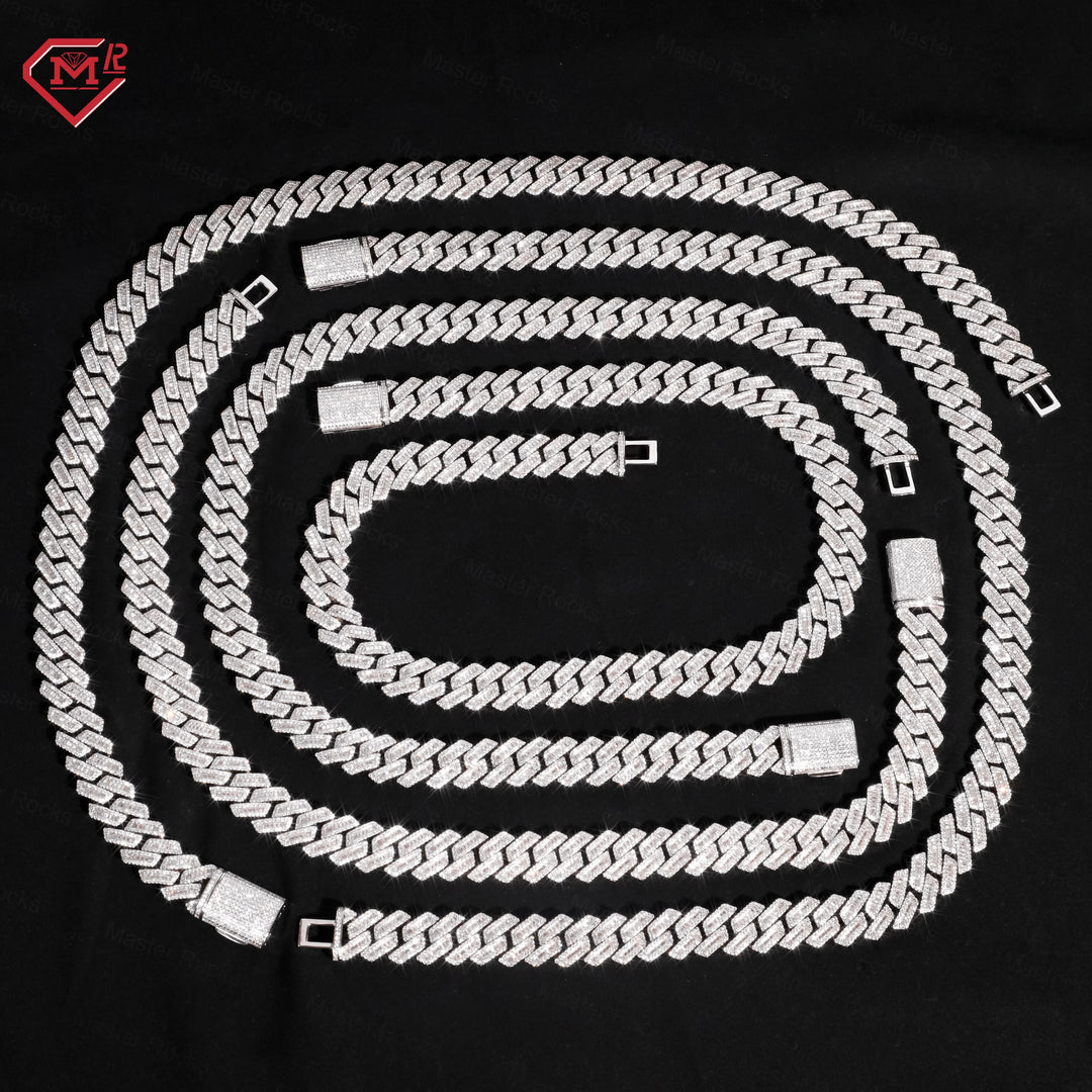 3 Days Dispatch 10mm 12mm 14mm Moissanite Cuban Link Necklace 925 Silver Moissanite Cuban Chain