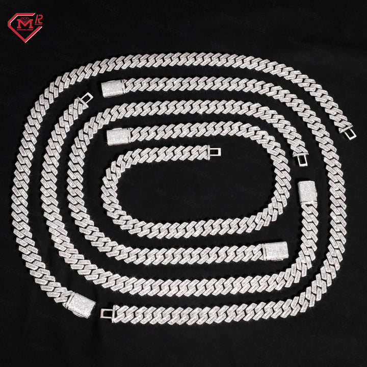 3 Days Dispatch 10mm 12mm 14mm Moissanite Cuban Link Necklace 925 Silver Moissanite Cuban Chain