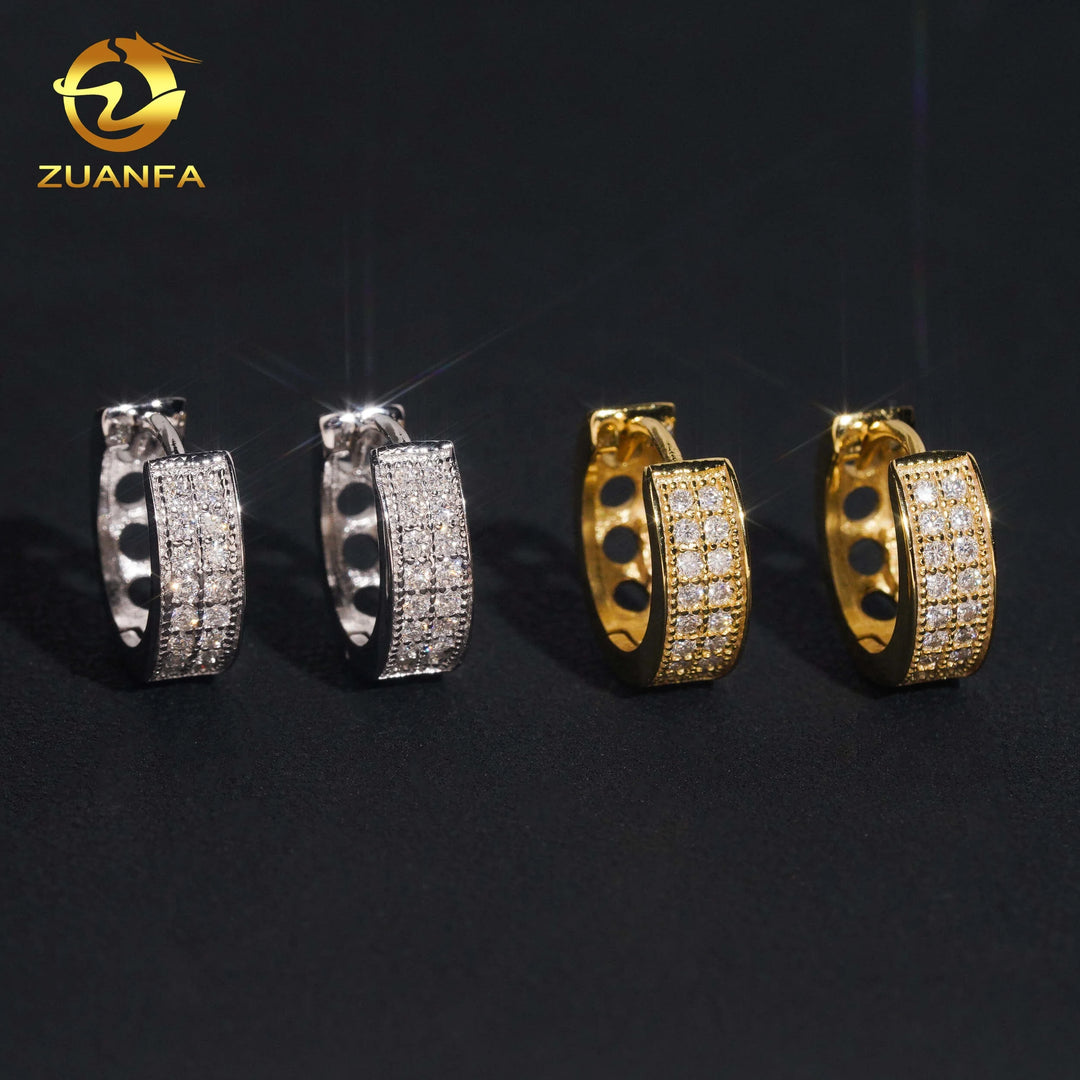 USA Warehouse Fast Shipping Lab Diamond Earrings Fine Jewelry Silver 925 Hip Hop VVS Moissanite Hoop Earrings