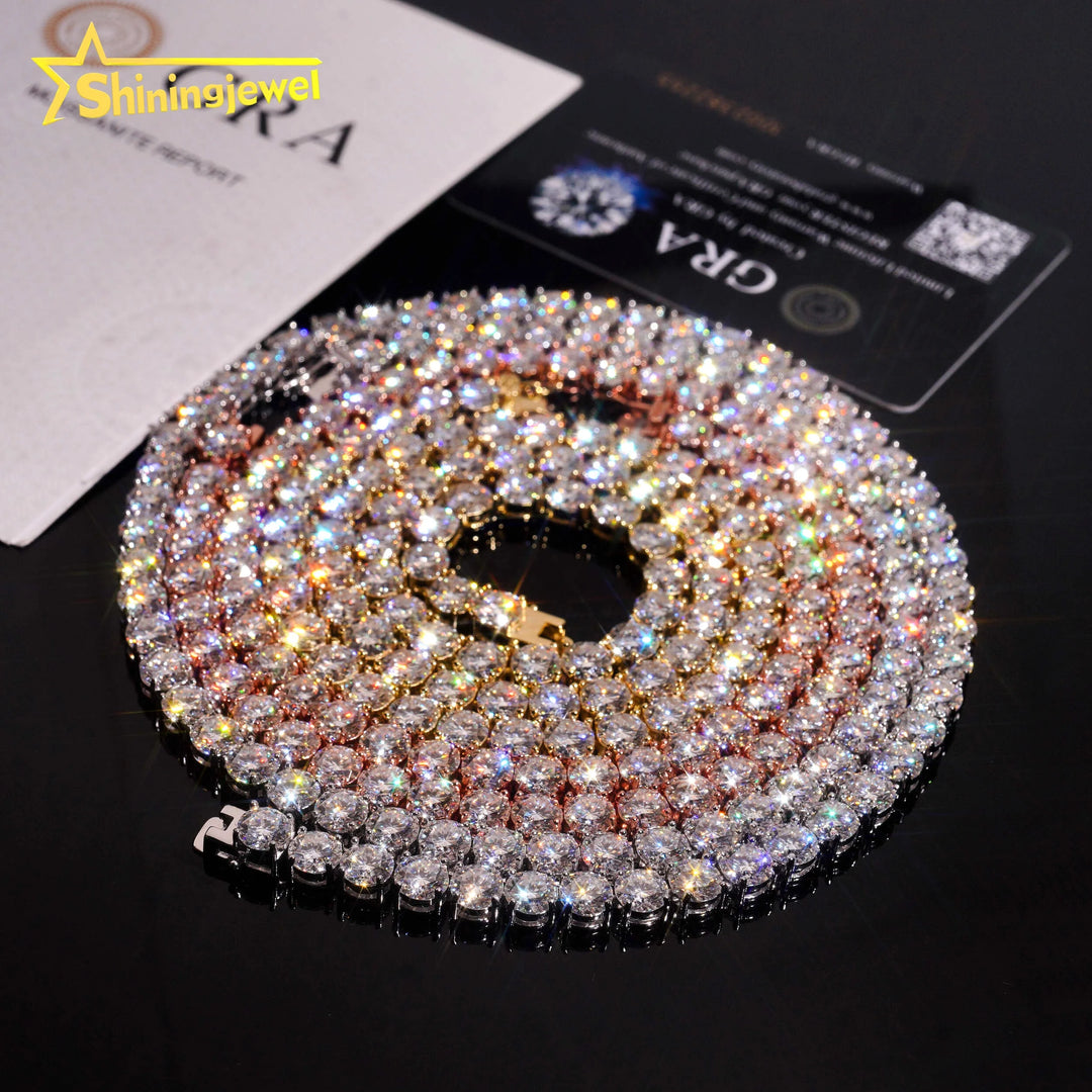 Fast Shipping 925 Silver Jewelry Hip Hop Classic High Quality 6.5mm VVS Moissanite Diamond Tennis Chain