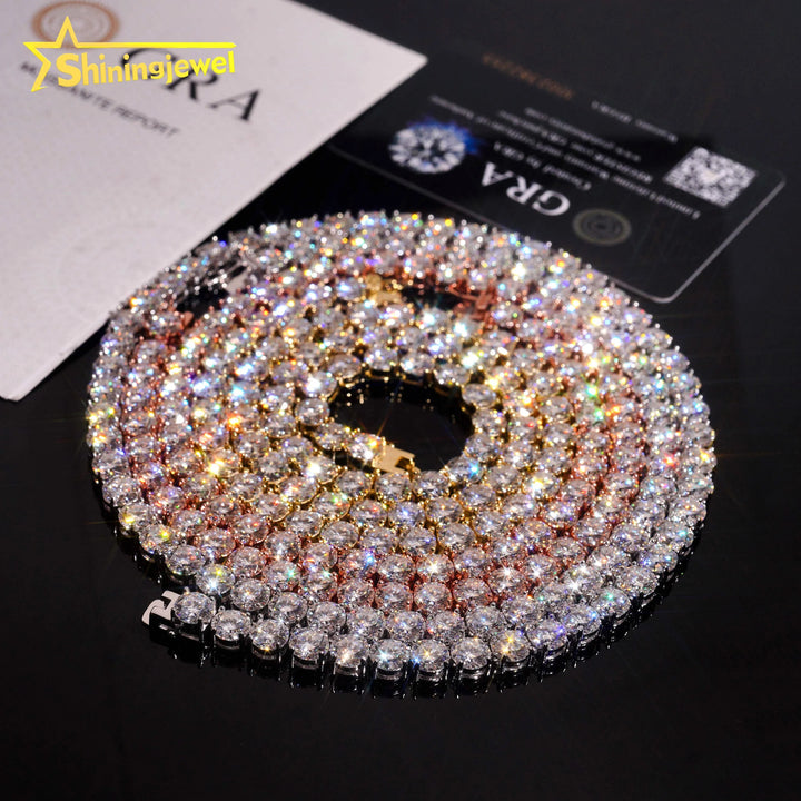 Fast Shipping 925 Silver Jewelry Hip Hop Classic High Quality 6.5mm VVS Moissanite Diamond Tennis Chain