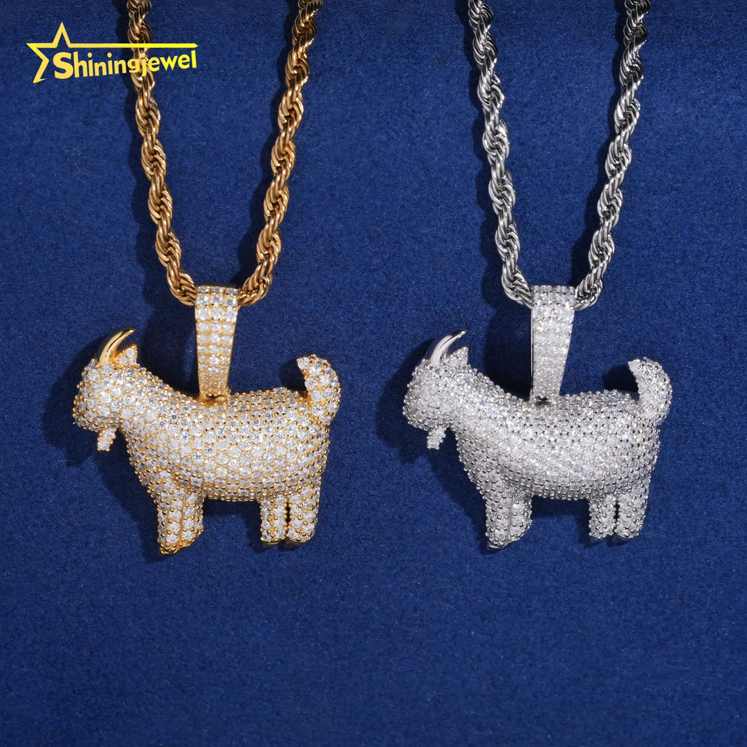 Hip Hop Jewelry Mini Caprine Moissanite Pendant Iced Out Fashion Men Moissanite Iced Out Pendant Charm 925 Silver Pass Tester