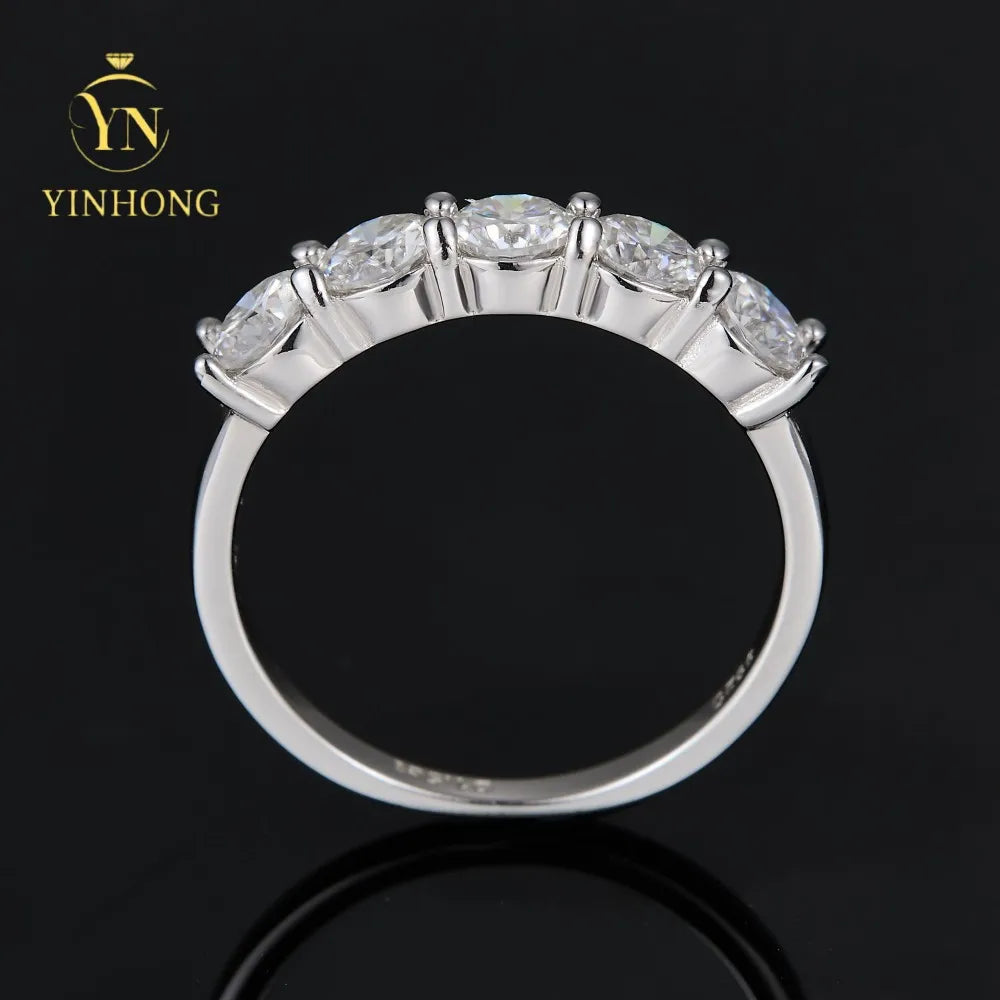 Wholesale High Quality Fashion Women Luxury Fine Jewelry 18k Gold Plated 925 Sterling Silver Moissanite Eternity Rings