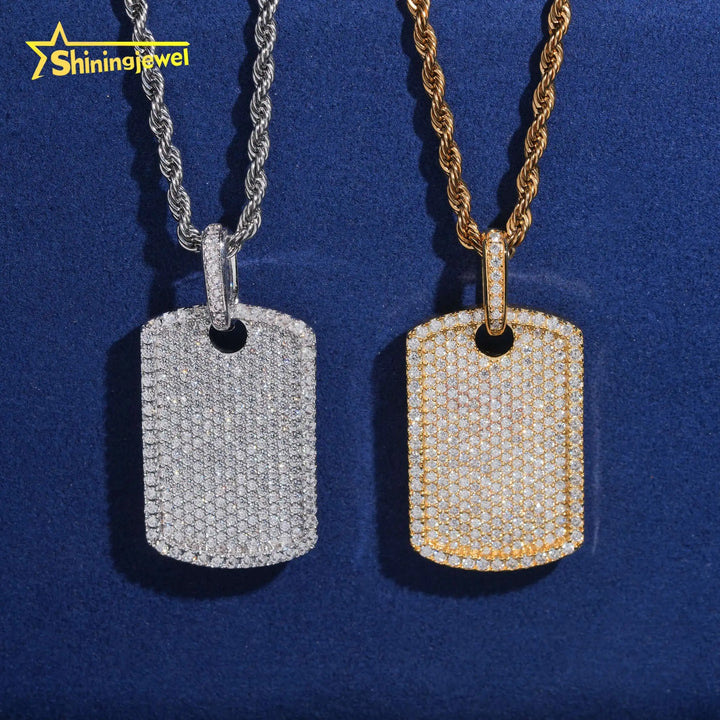 USA Warehouse Classic Dog Tag Moissanite Cross Pendant Collection Hip Hop Iced Out Pendant Men Jewelry