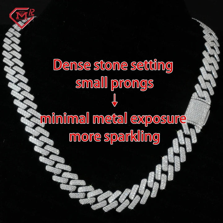 3 Days Dispatch 10mm 12mm 14mm Moissanite Cuban Link Necklace 925 Silver Moissanite Cuban Chain