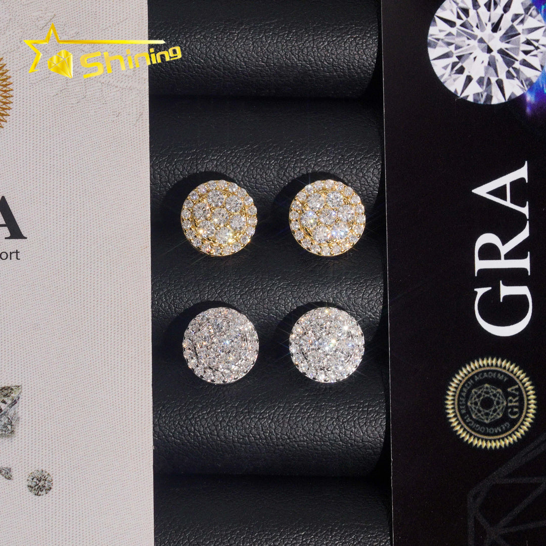 USA Fast Shipping Cluster Design S925 Sterling Silver Iced Out VVS Moissanite Diamond Screw Back Earring Stud