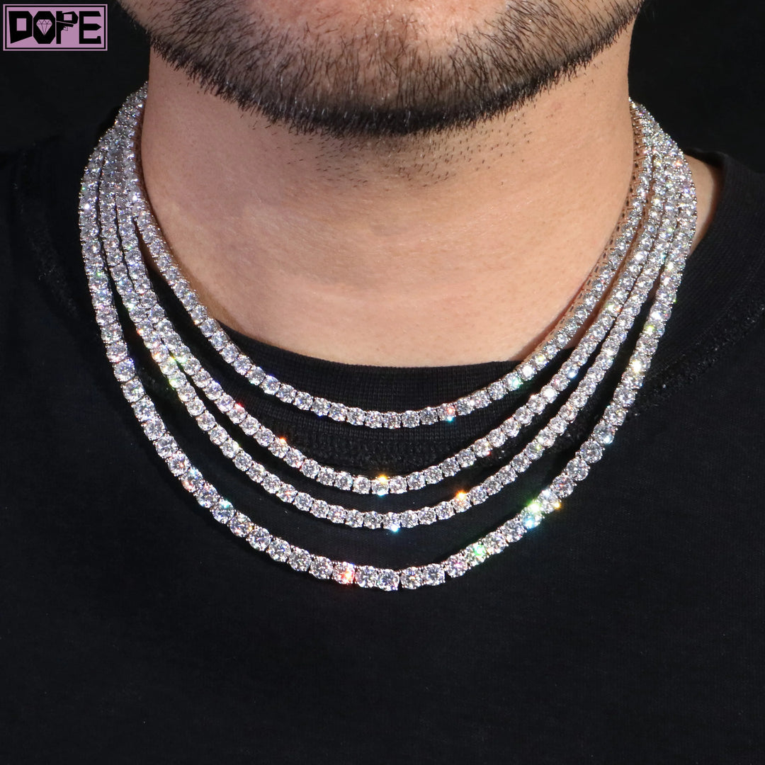 3 Days Dispatch 3mm 4mm Tennis Necklace 20in 22in 925 Silver Necklace Iced VVS Diamond Moissanite Tennis Chain