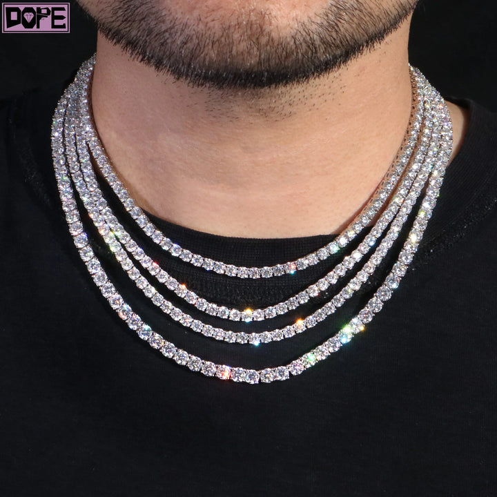 3 Days Dispatch 3mm 4mm Tennis Necklace 20in 22in 925 Silver Necklace Iced VVS Diamond Moissanite Tennis Chain