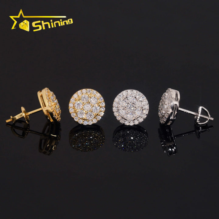 USA Fast Shipping Cluster Design S925 Sterling Silver Iced Out VVS Moissanite Diamond Screw Back Earring Stud