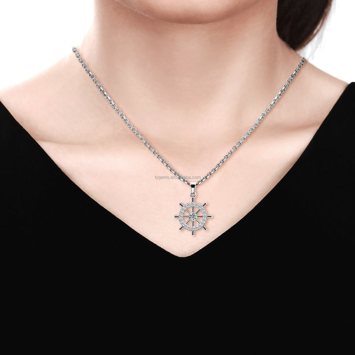 Tianyu Gems Moissanite Silver Chokers Necklaces Wholesale 18K White Gold Plated 925 Sterling Silver Pendant Necklaces for Women