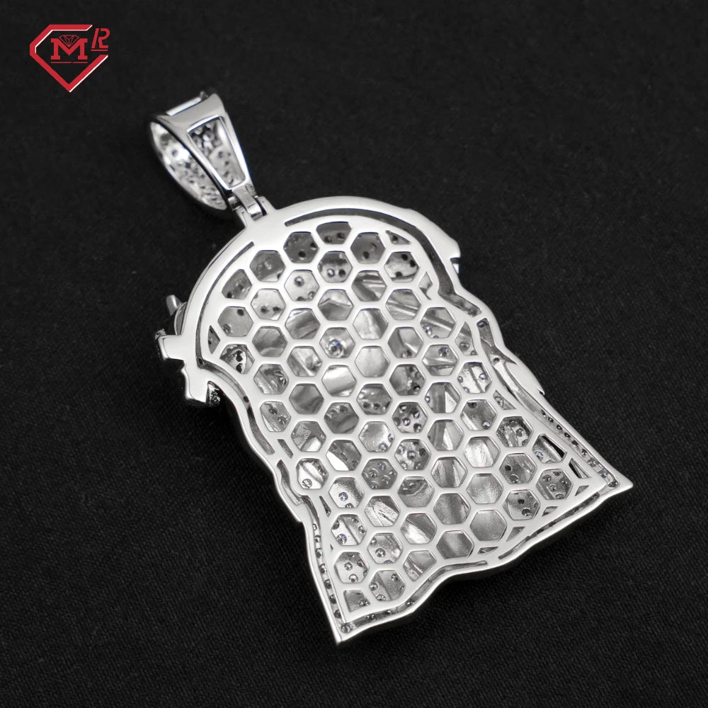 Hip Hop Jesus Head Pendant Moissanite Jewelry 925 Sterling Silver Iced Out VVS Pass Diamond Test Moissanite Pendant