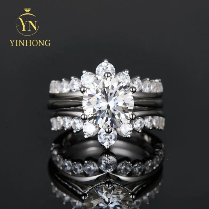 Luxury Wedding Moissanite Ring  S925 Silver Set Jewelry Engagement Moissanite Ring Bezel Ring