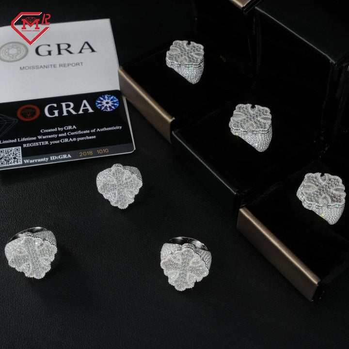 In Stock Hiphop Moissanite Ring Men Women Fine Jewelry Iced Out 925 Silver VVS Moissanite Diamond Cross Ring