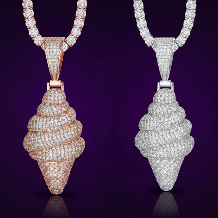 Hip Hop GRA Certified Moissanite D Color Iced Out Ice Cream Pendant Pass Diamond Tester Cone Charm for Necklace Bling Jewelry