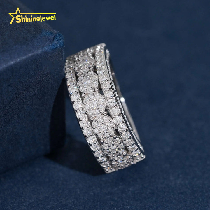 American Local Stocks Half Eternity Ring Band Ring Moissanite Ring for Men 925 Hip Hop Fine Jewelry