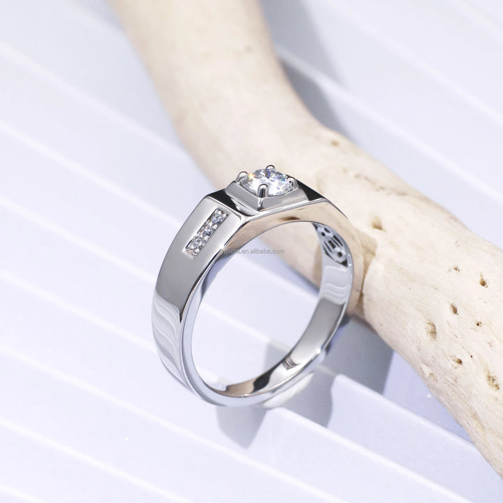 Tianyu Gems Moissanite Rings Men Jewelry Usa Warehouse 18K Gold Plated Wedding VVS Mossanite 925 Men's Silver Rings for Men