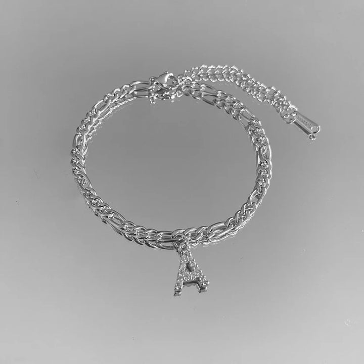 4MM Figaro Pave Initial Anklet