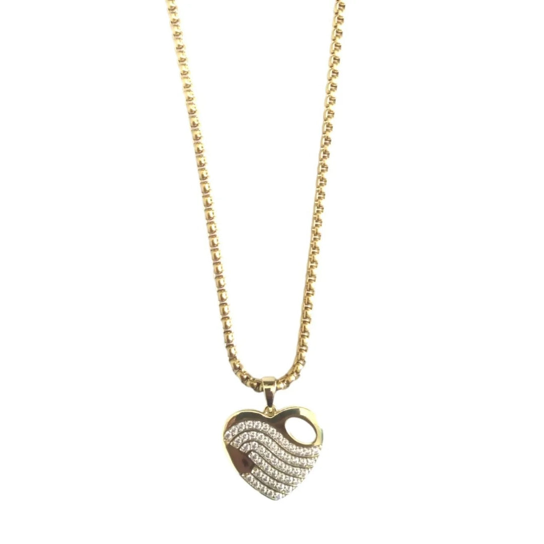 24MM CZ Heart Pendant Necklace