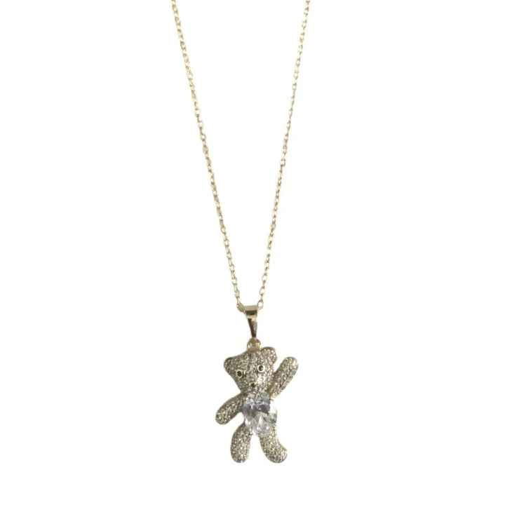 30MM Micro Pave Teddy Pendant Necklace
