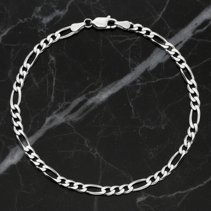 4MM Silver Figaro Bracelet