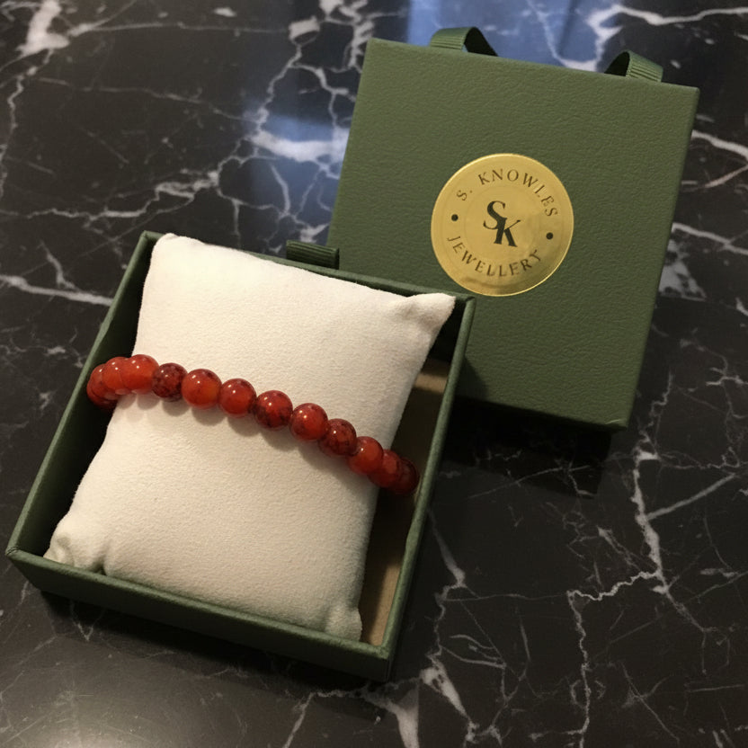 8MM Red Czech Glass Bracelet