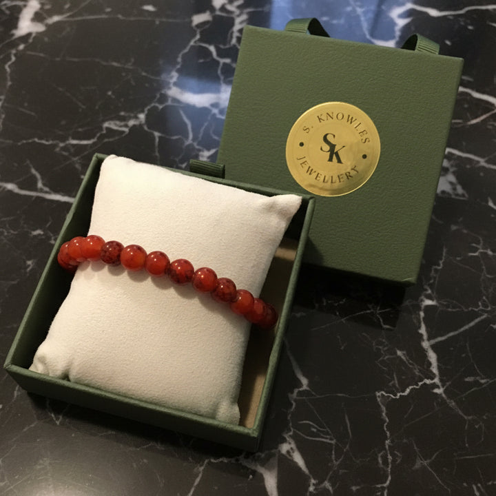 8MM Red Czech Glass Bracelet
