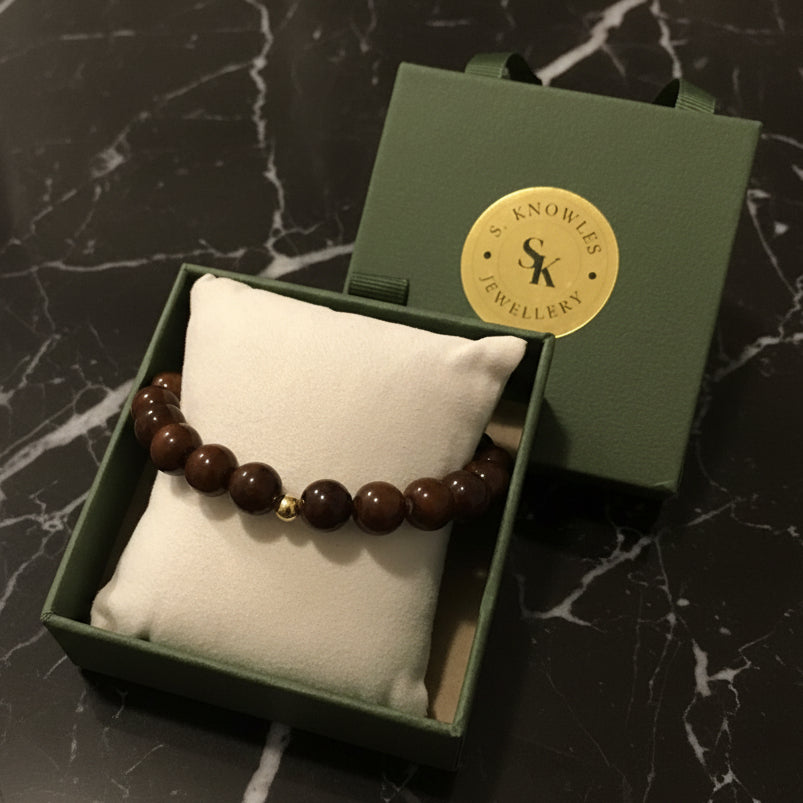 10MM Brown Porcelain Bracelet