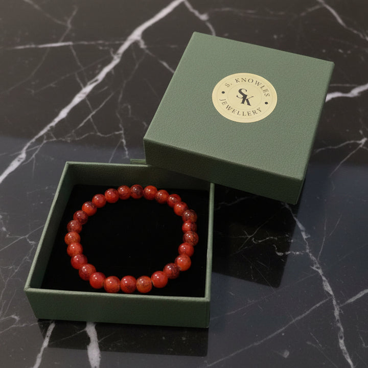 8MM Red Czech Glass Bracelet