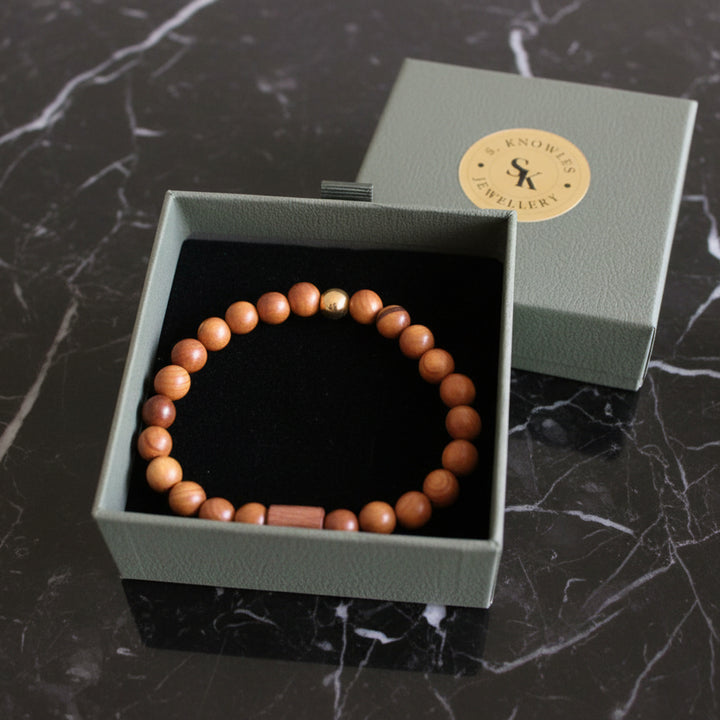 8MM Wood & Gold Bracelet
