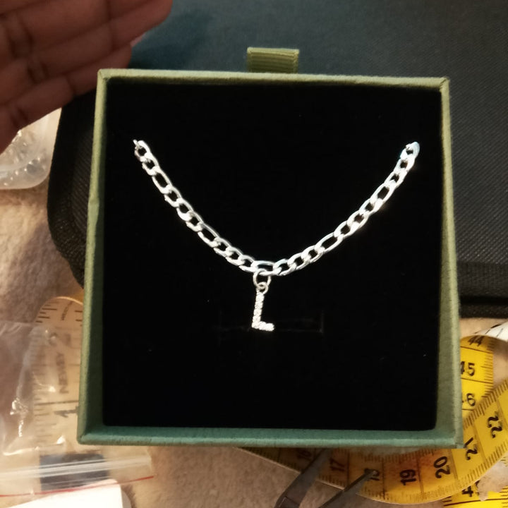 4MM Figaro Pave Initial Anklet