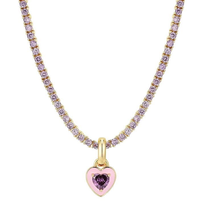 CZ Pink Heart Tennis Pendant Necklace