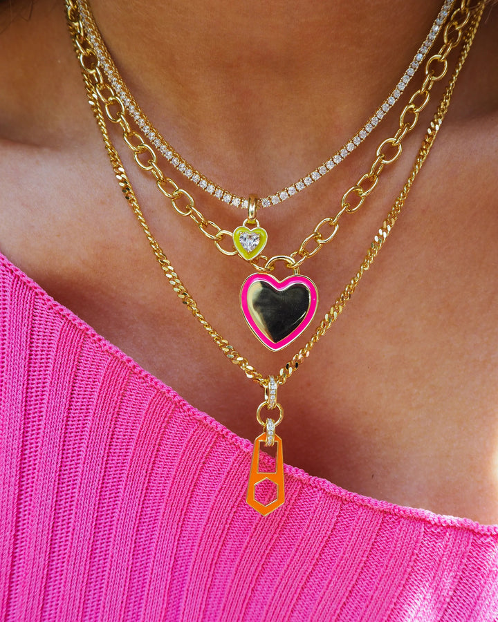 CZ Pink Heart Tennis Pendant Necklace