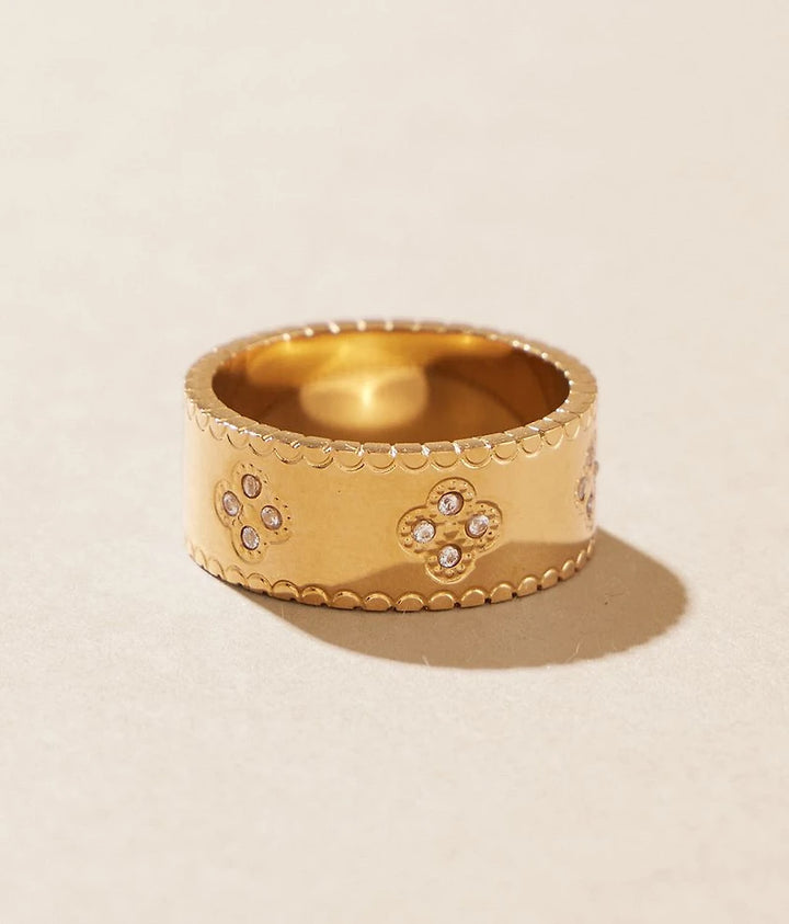 CZ Clover Ring