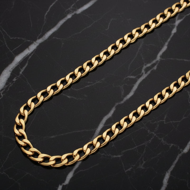 7MM Gold Flat Cuban Chain Necklace