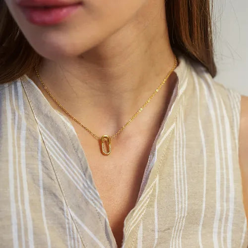 CZ Safety Pin Pendant Necklace