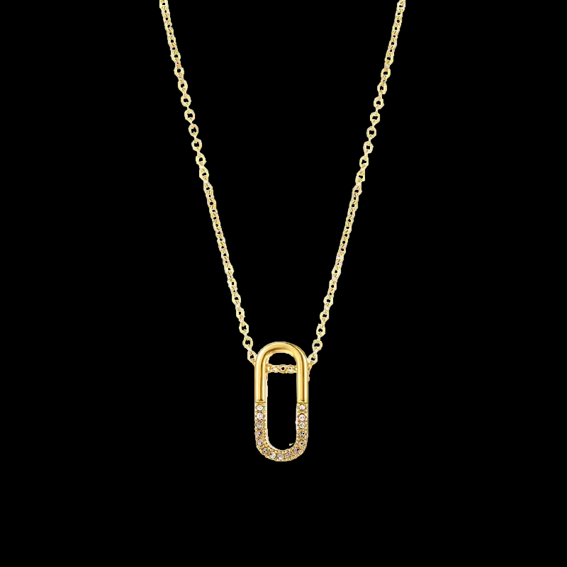 CZ Safety Pin Pendant Necklace