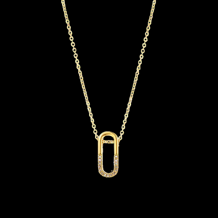 CZ Safety Pin Pendant Necklace