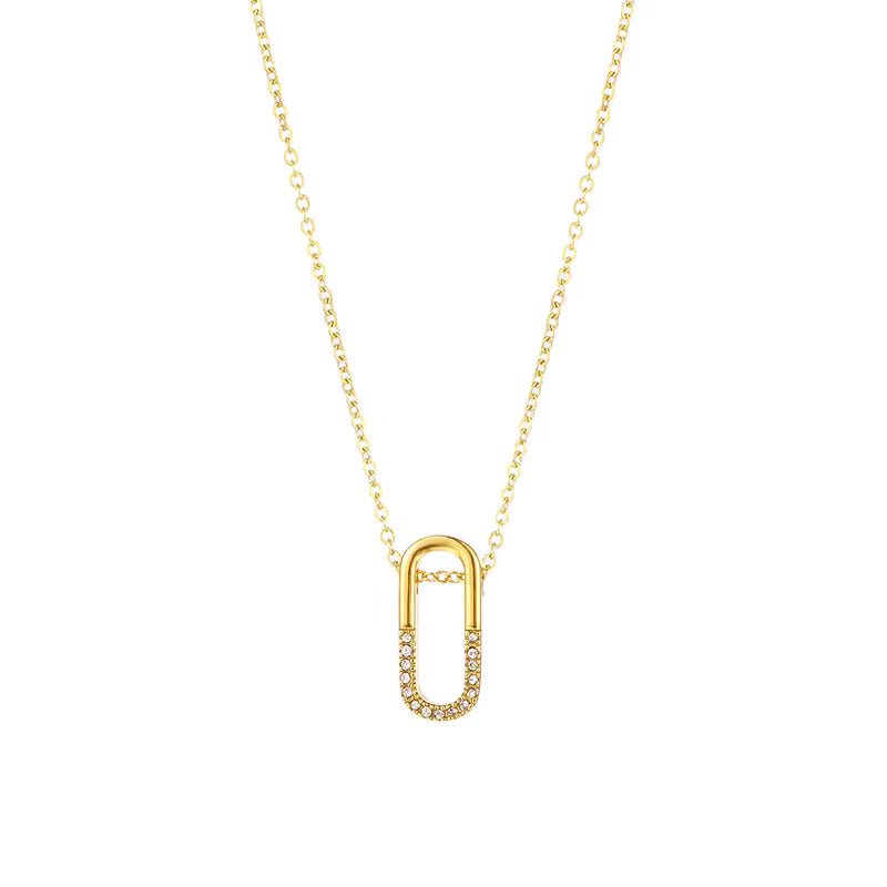 CZ Safety Pin Pendant Necklace