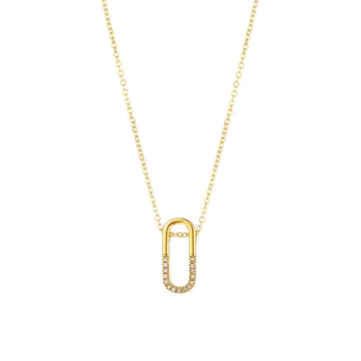 CZ Safety Pin Pendant Necklace